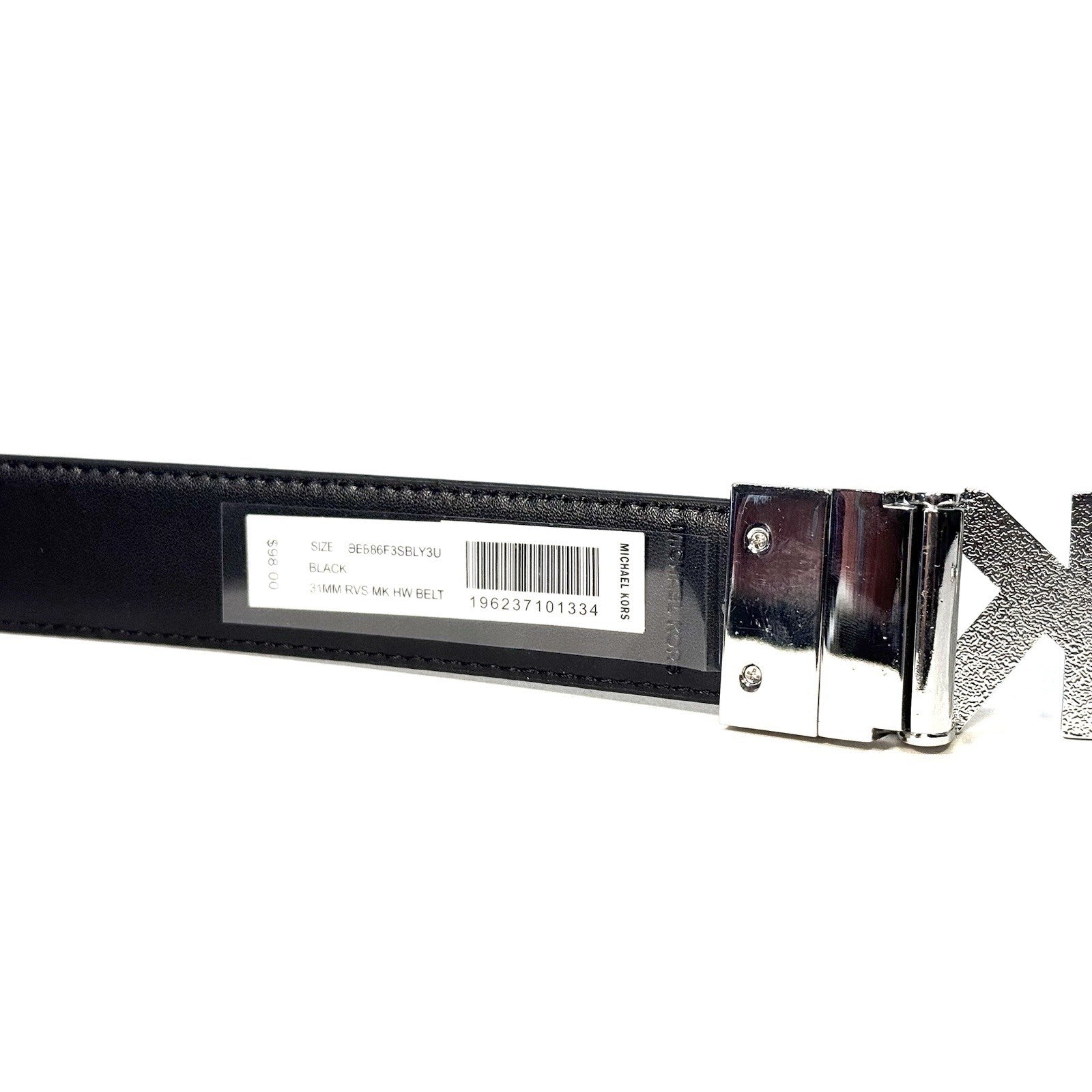 MICHAEL KORS Mens 31mm Reversible MK Logo Buckle Belt Black (MSRP $98)