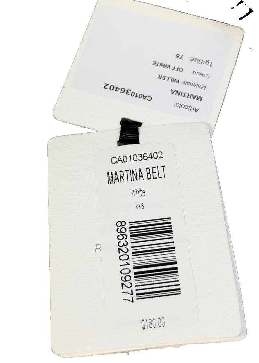 GAVAZZENI Womens Martina Buckle Leather Belt White XXS (MSRP $180)