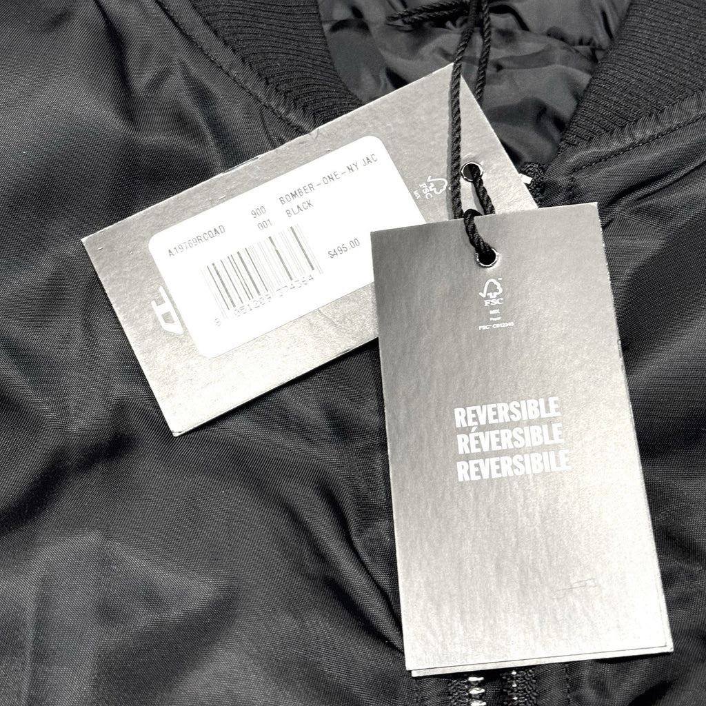 DIESEL Mens Reversible Nylon Zip Bomber Jacket Coat Black (MSRP $495)
