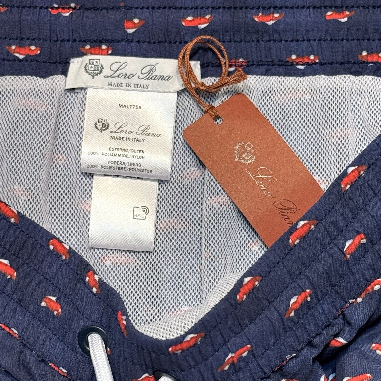 LORO PIANA Mens Bay Cars Print Swim Trunks Shorts Blue (MSRP $580)