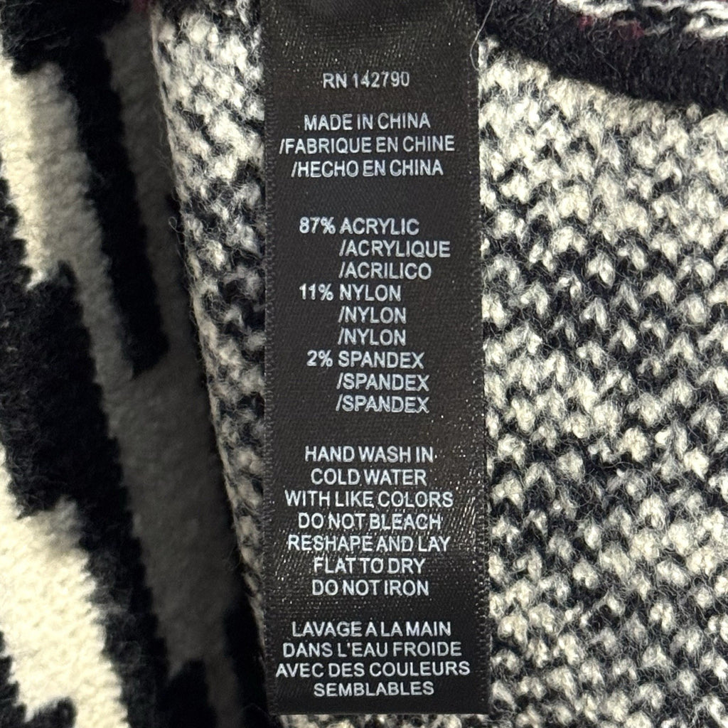 MAX SPORT Womens Geometric Stripe Poncho Black Burgundy O/S (MSRP $238)