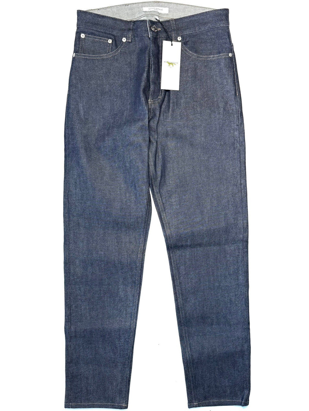 MAISON KITSUNE Mens Tapered Fit Japanese Denim Jeans Indigo Blue (MSRP $270)