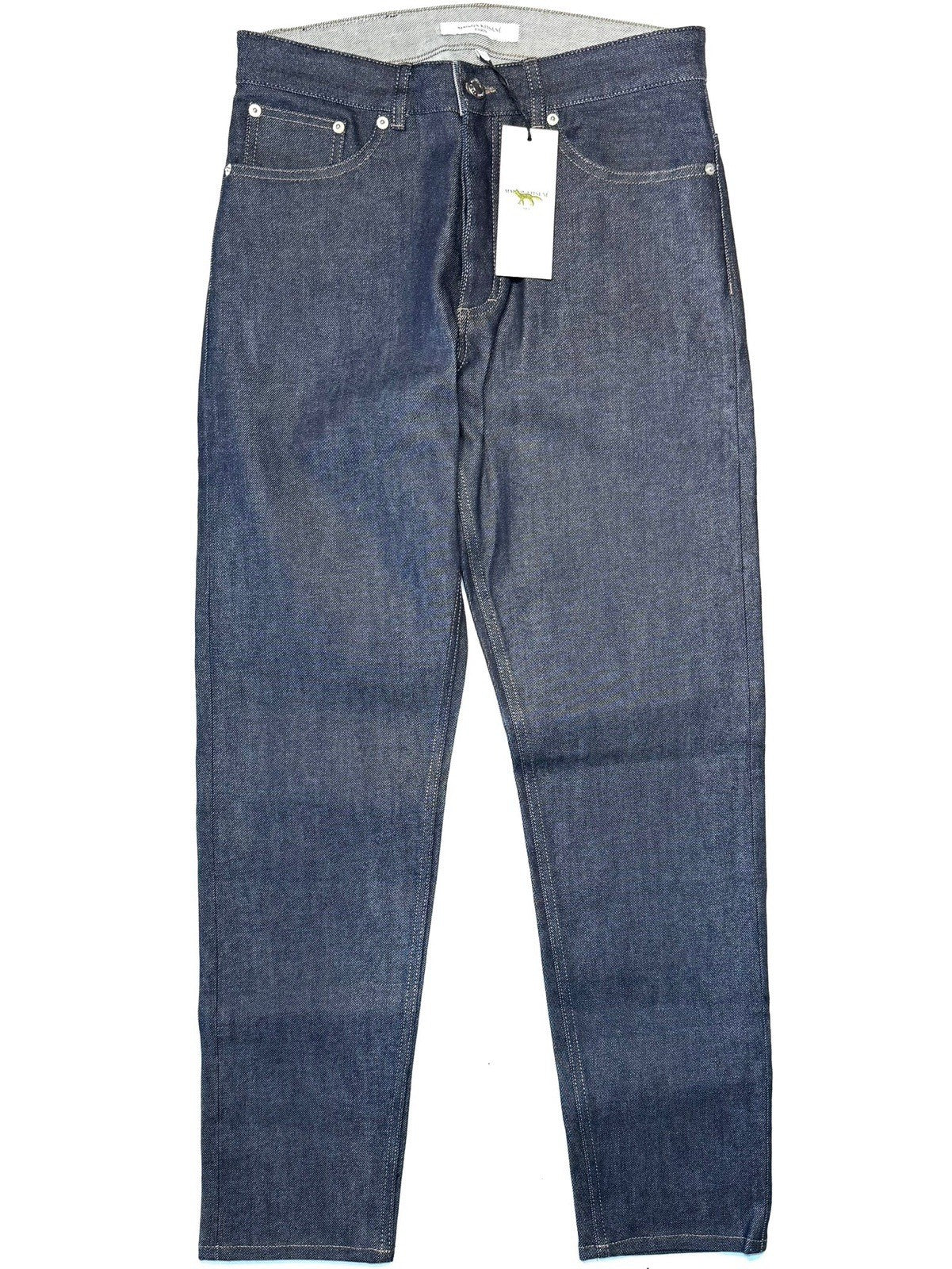 MAISON KITSUNE Mens Tapered Fit Japanese Denim Jeans Indigo Blue (MSRP $270)