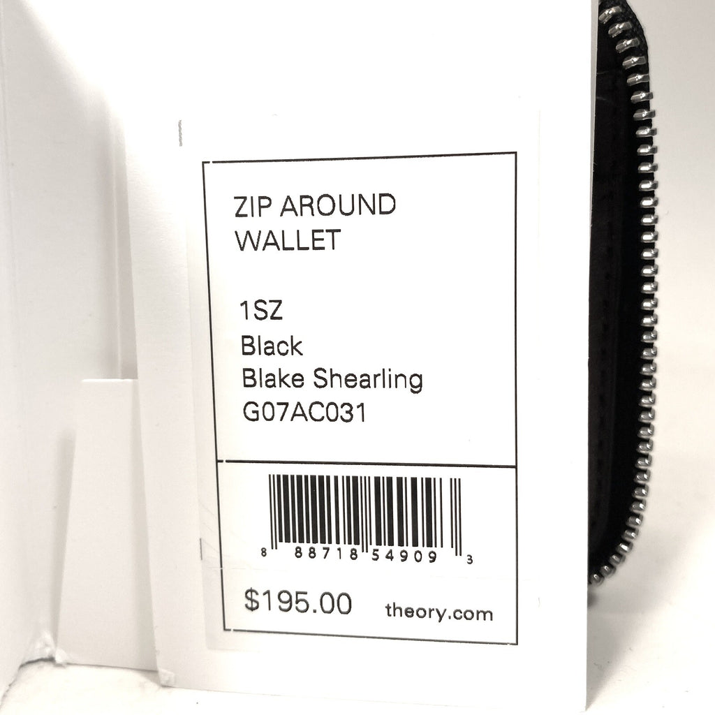THEORY Womens Zip Around Blake Faux Shearling Wallet Black (MSRP $195)