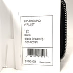 THEORY Womens Zip Around Blake Faux Shearling Wallet Black (MSRP $195)