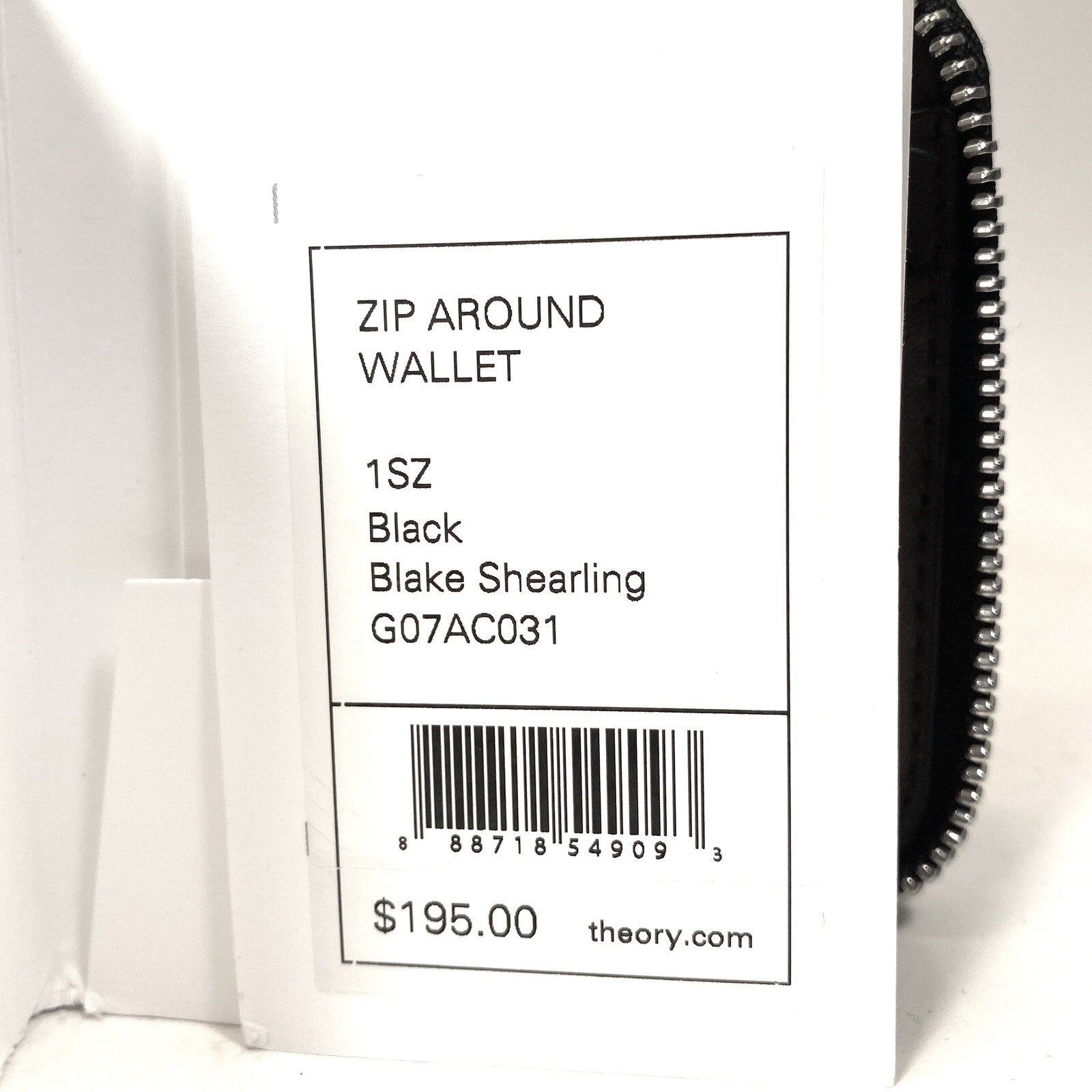 THEORY Womens Zip Around Blake Faux Shearling Wallet Black (MSRP $195)