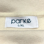 PARKE Womens Fleece Miami Resort Logo Mockneck Sweatshirt Off White Beige L/XL