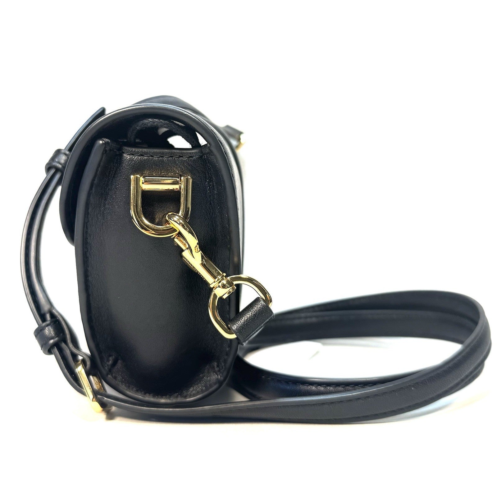 VERONICA BEARD Small Crest Lock Leather Trap Crossbody Bag Black (MSRP $398)