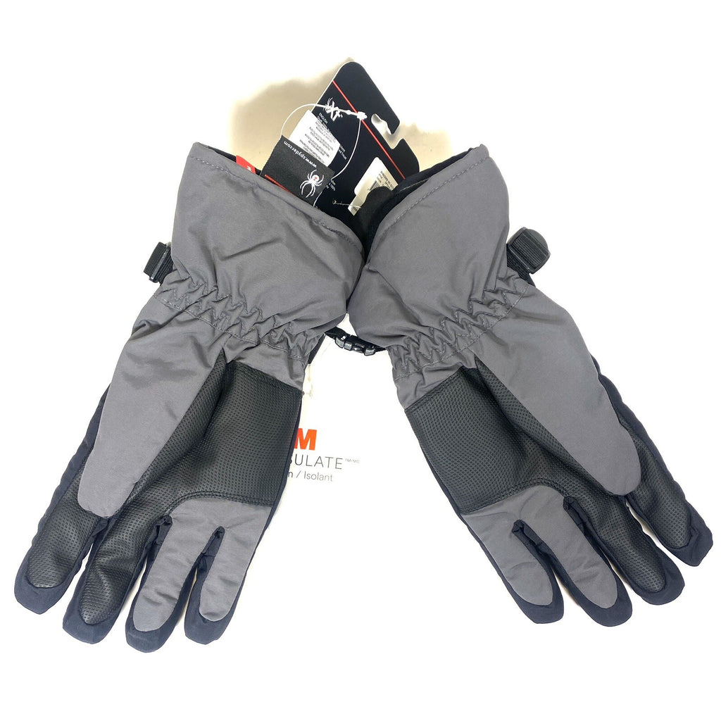 SPYDER Mens Shredder Ski Insulated Winter Gloves Grey Black S/M (MSRP $50)