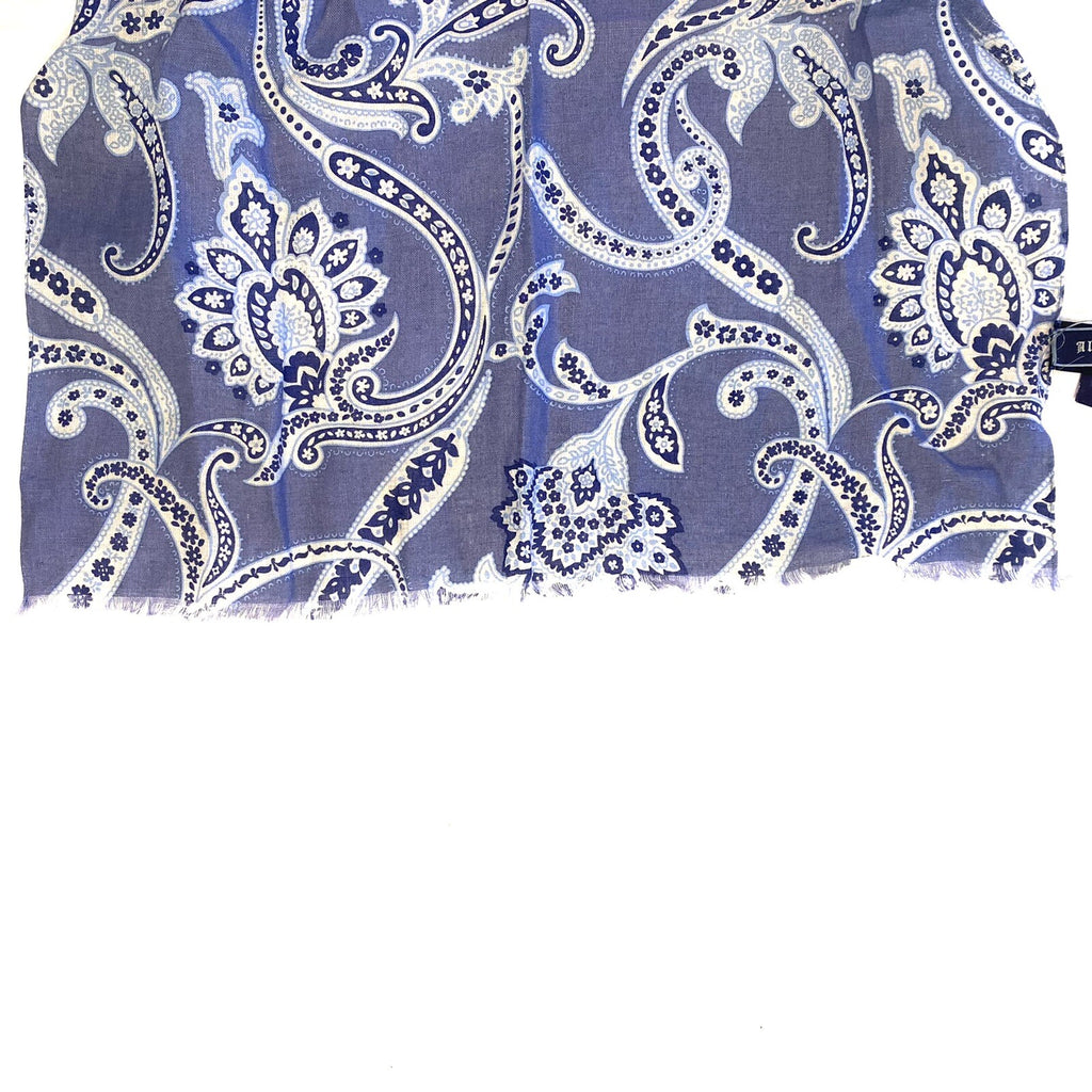 ALTEA Womens Linen Paisley Lightweight Scarf Lavender Blue (MSRP $145)