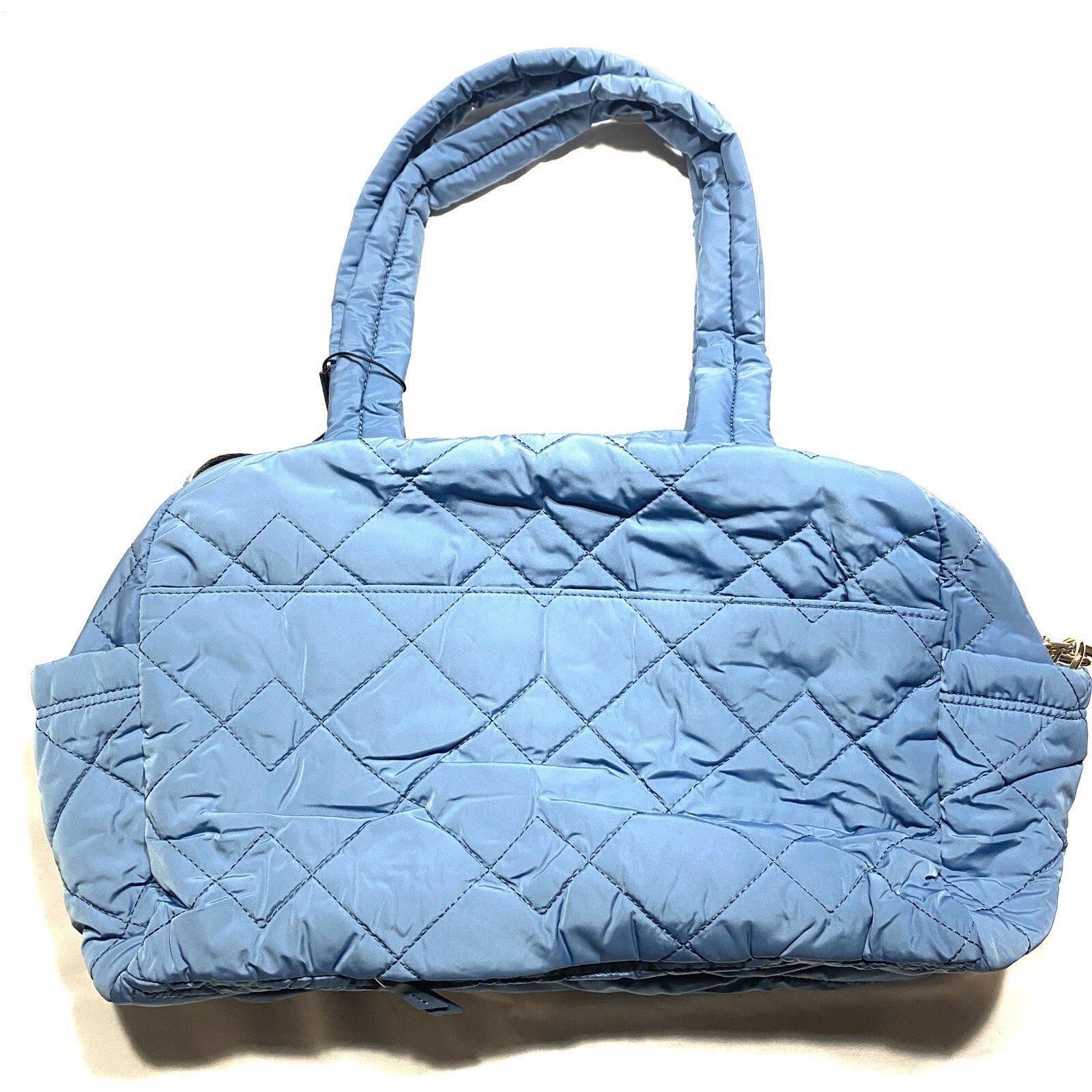 MARC JACOBS Quilted Nylon Weekender Tote Bag Heaven Blue Medium (MSRP $295)