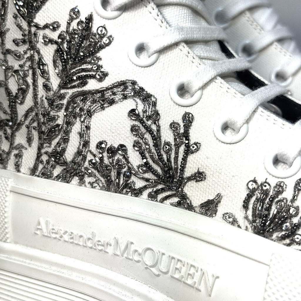 ALEXANDER MCQUEEN Mens Beaded Treadslick High Top Sneakers White 42 -MSRP $1,690