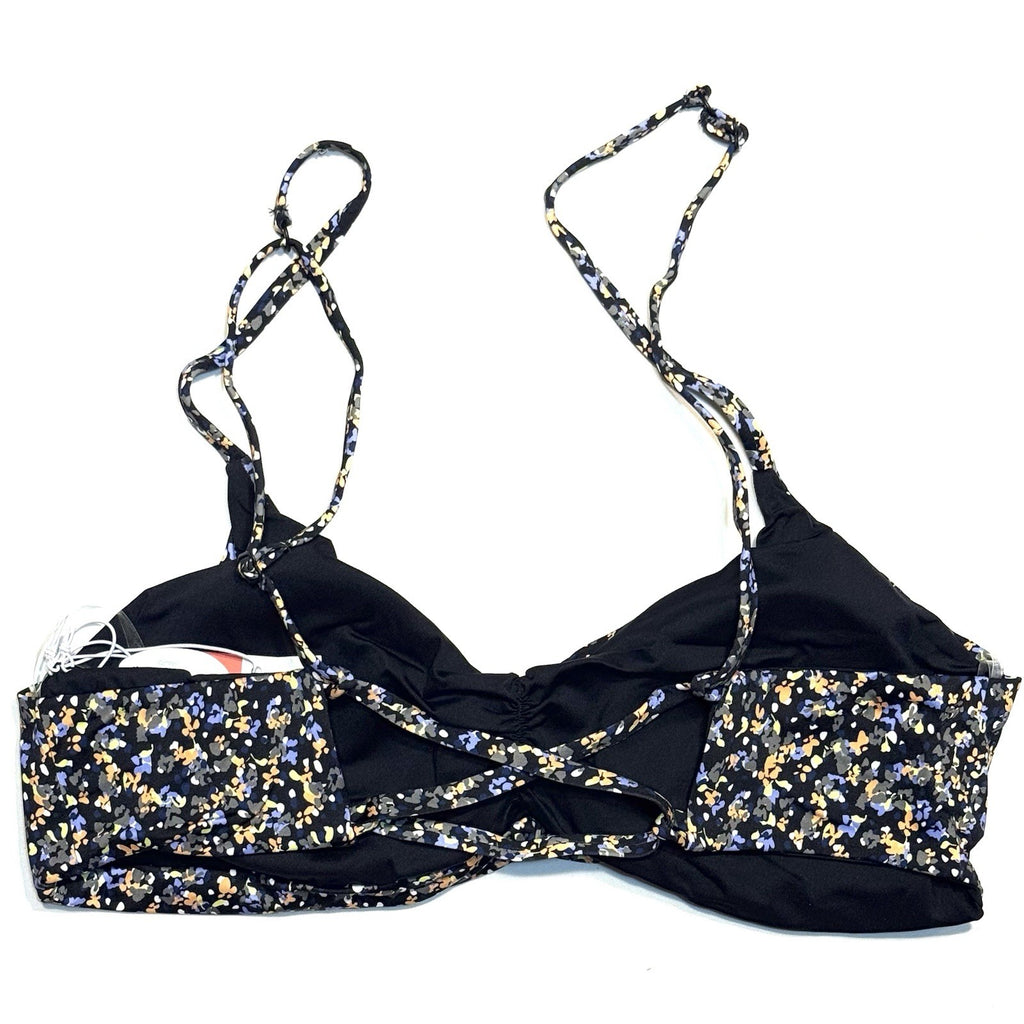 PRANA Womens Jess Reversible Bikini Swim Top Black Petals (MSRP $65)