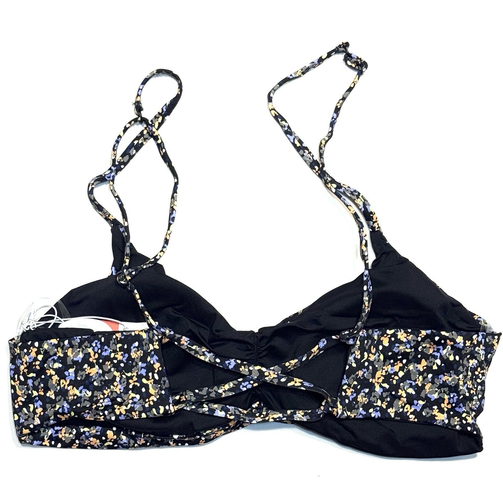 PRANA Womens Jess Reversible Bikini Swim Top Black Petals (MSRP $65)