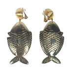 REBECCA DE RAVENEL Caspia Fish Electroplated Gold Clip Back Earrings (MSRP $275)