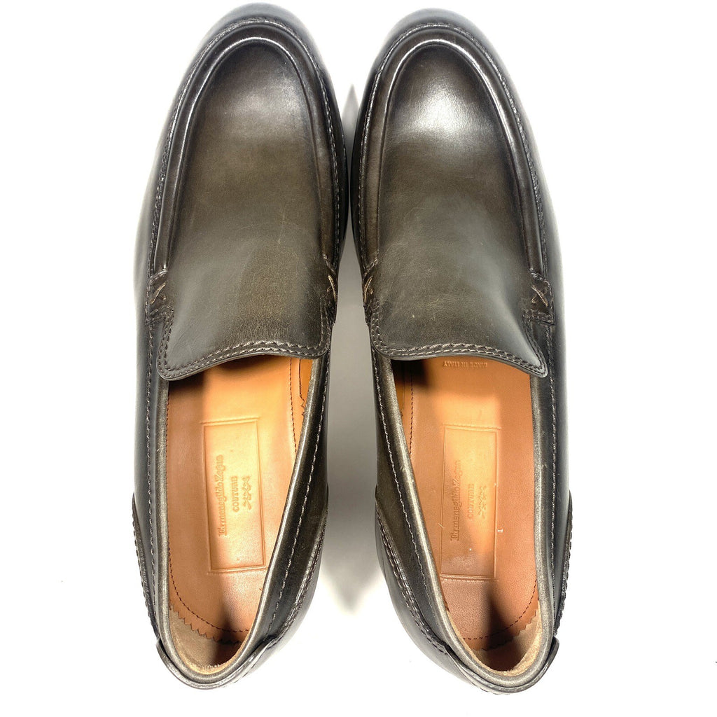 ERMENEGILDO ZEGNA Couture Mens Leather Slip On Loafers Olive Green 11 -MSRP $995