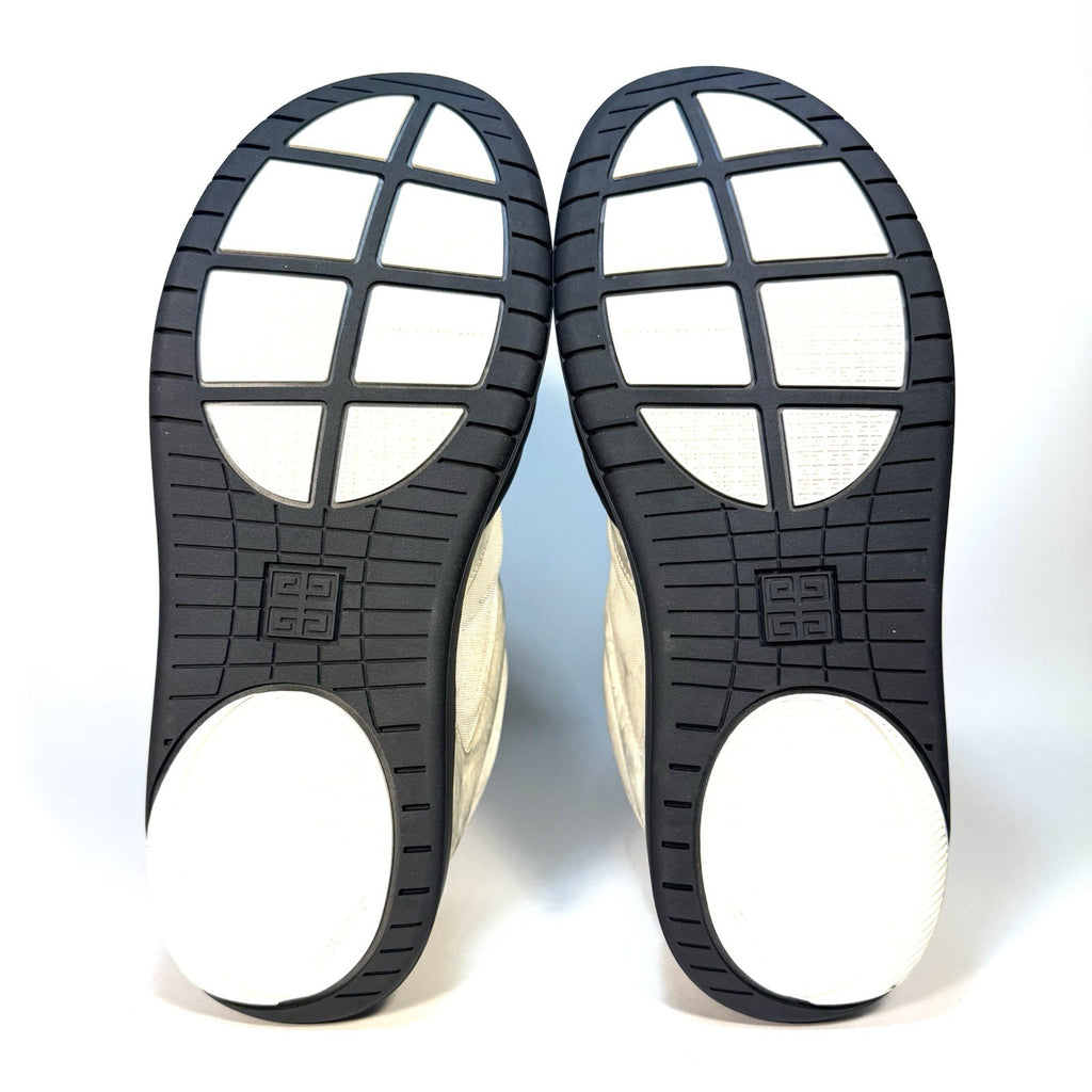 GIVENCHY Mens Mid Top Leather Canvas Distressed Skate Sneakers White (MSRP $975)