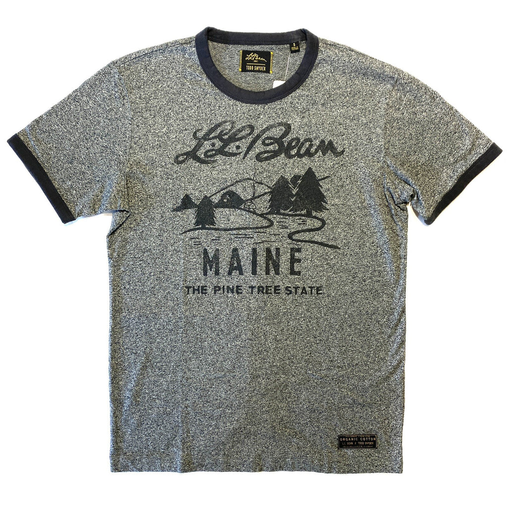 LL BEAN x TODD SNYDER Mens Maine Logo Print Short Sleeve T Shirt Charcoal Grey