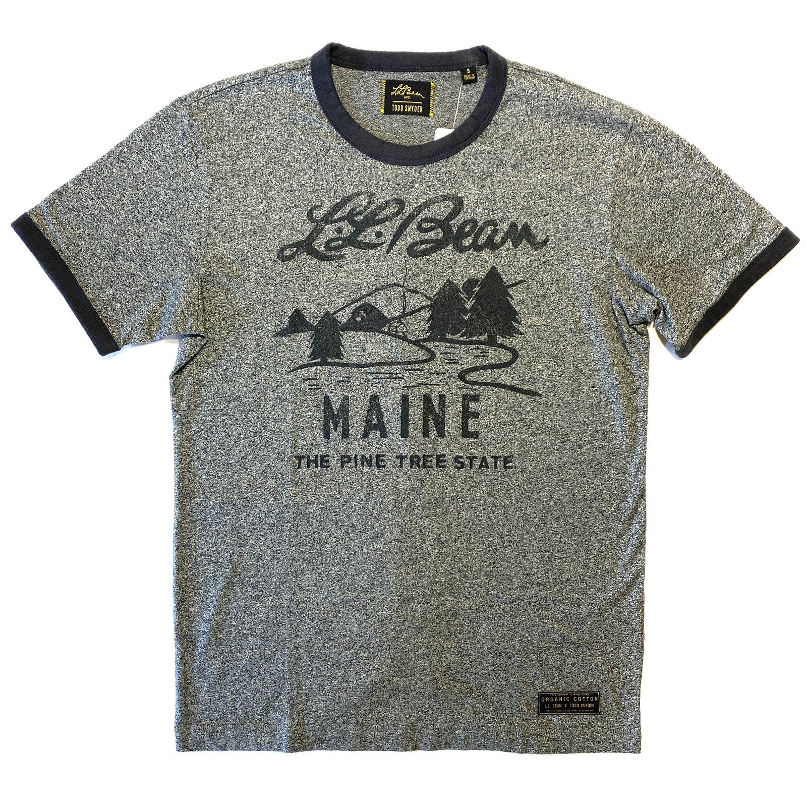 LL BEAN x TODD SNYDER Mens Maine Logo Print Short Sleeve T Shirt Charcoal Grey