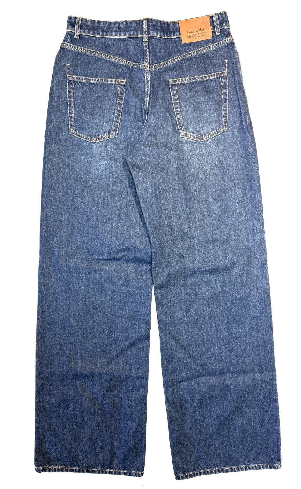 ALEXANDER MCQUEEN Womens Wide Leg Stonewash Denim Jeans Indigo Blue (MSRP $1190)