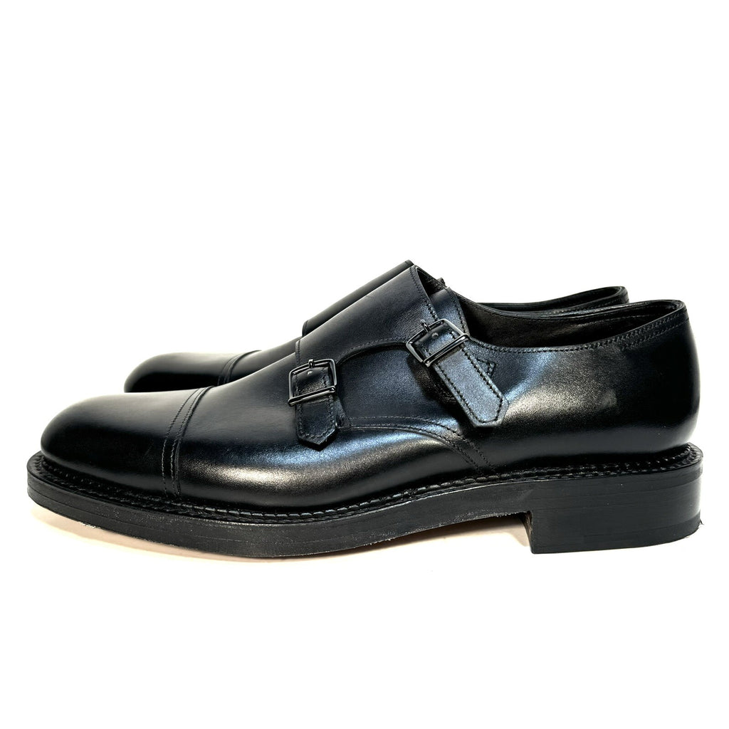 JOHN LOBB Mens William Monkstrap Calf Leather Shoes Black 7.5 (MSRP $1,780)