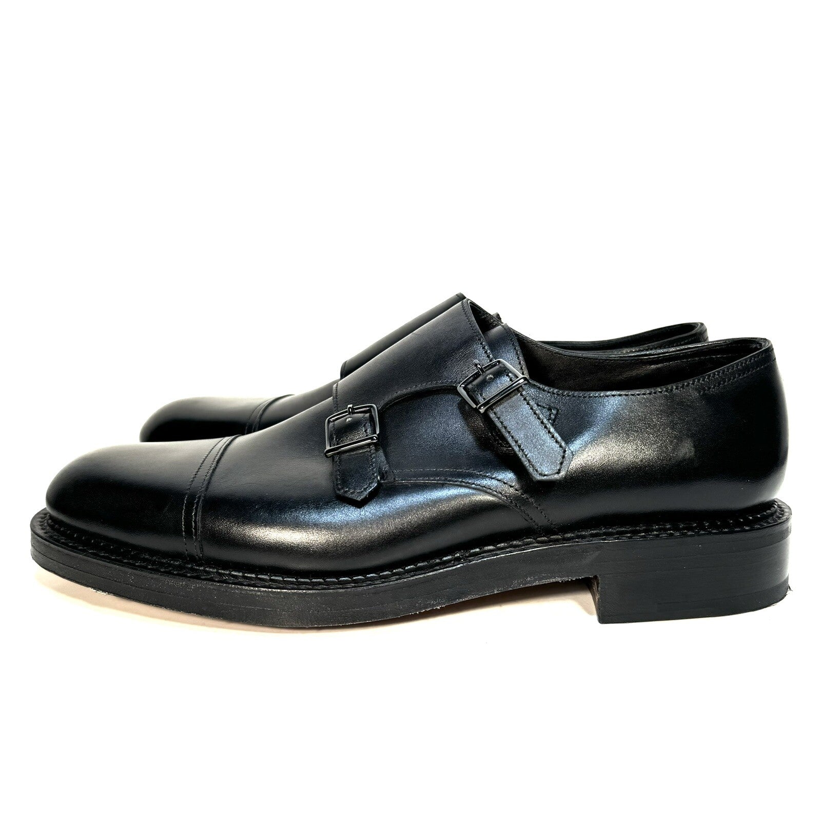 JOHN LOBB Mens William Monkstrap Calf Leather Shoes Black 7.5 (MSRP $1,780)