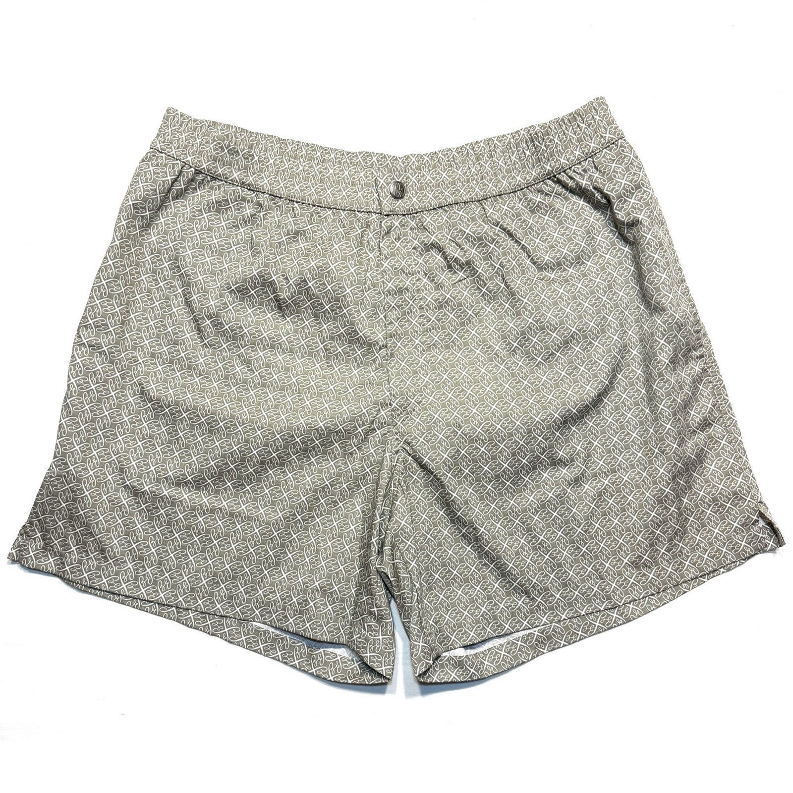 BRIONI Mens B Logo Check Swim Trunks Shorts Grey 3XL (MSRP $395)
