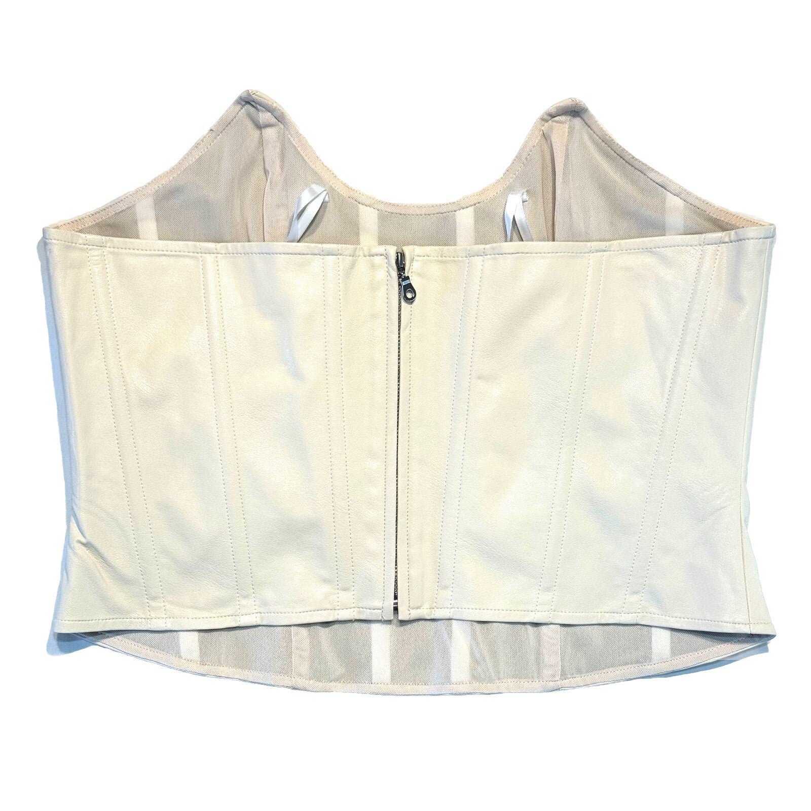 MIAOU x Paloma Elsesser Leia Faux Leather Corset Top Ivory Creme (MSRP $225)