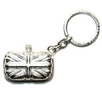 ALEXANDER MCQUEEN Brass Mini Union Jack Clutch Keychain Silver (MSRP $295)