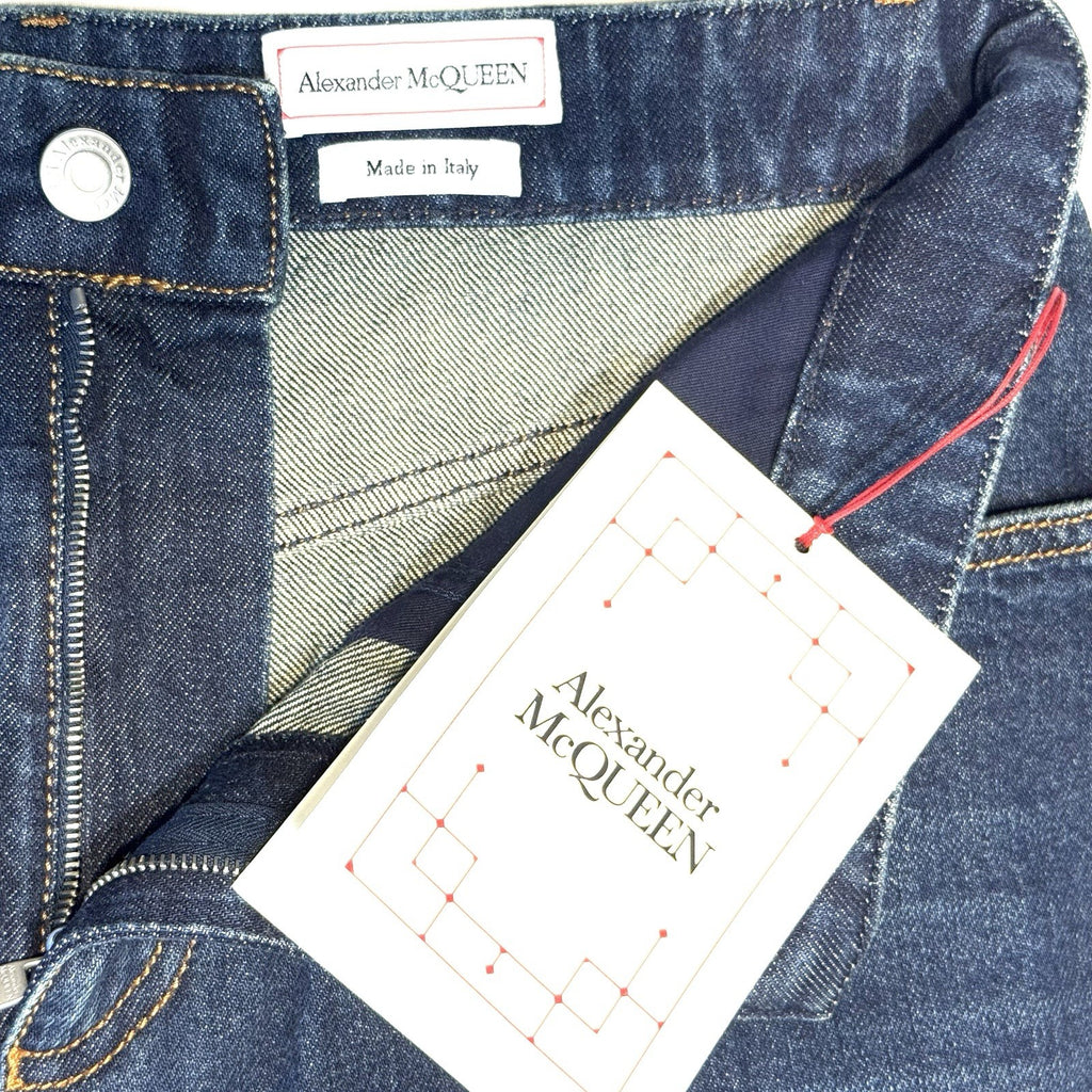 ALEXANDER MCQUEEN Womens Wide Leg Stonewash Denim Jeans Indigo Blue (MSRP $1190)