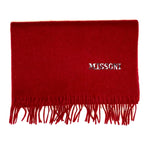 MISSONI Mens Womens Wool Fringe Scarf Neutral Logo Black Gray Red