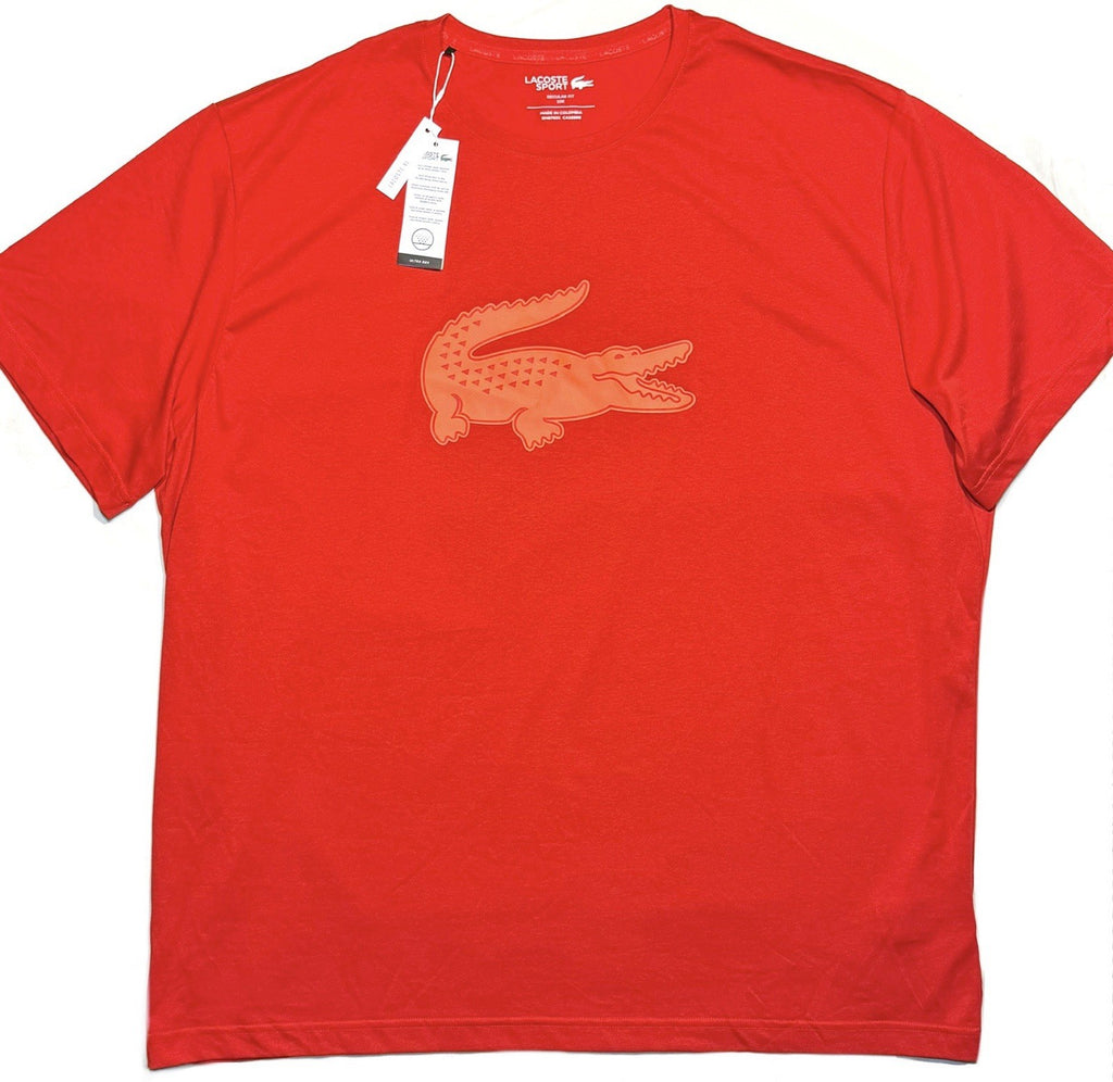 LACOSTE Sport Mens Big and Tall Logo Graphic Croc T Shirt Red Orange (MSRP $75)
