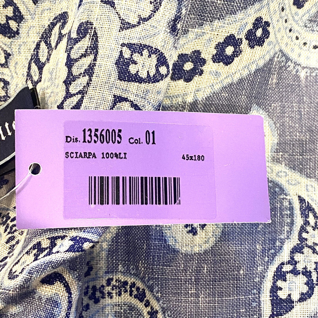 ALTEA Womens Linen Paisley Lightweight Scarf Lavender Blue (MSRP $145)