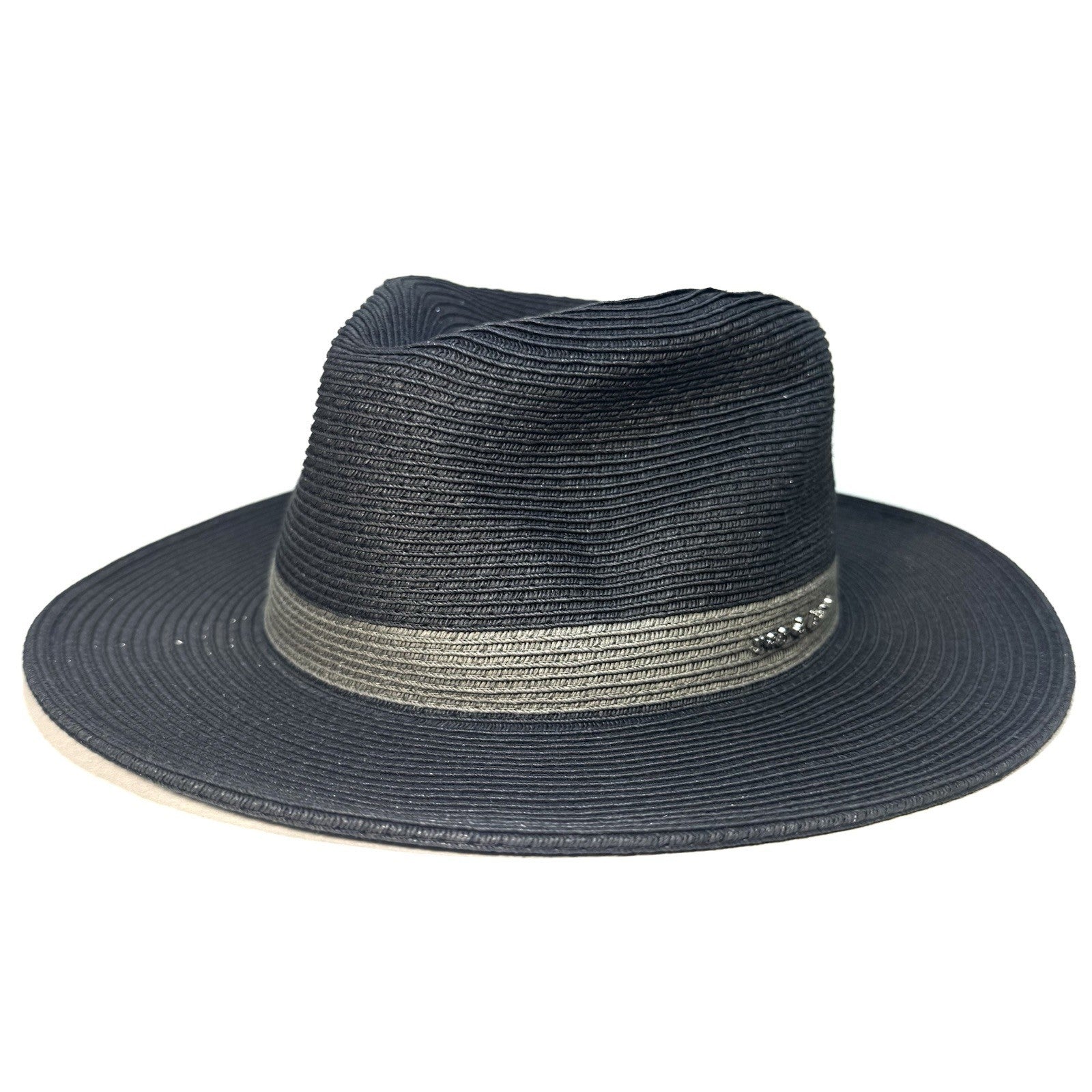 RAG & BONE Womens City Straw Logo Stripe Hat Black (MSRP $250)