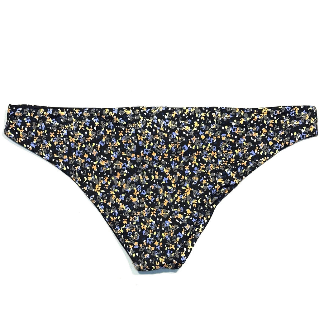 PRANA Womens Gemma Reversible Swim Bikini Bottom Black Petals (MSRP $55)
