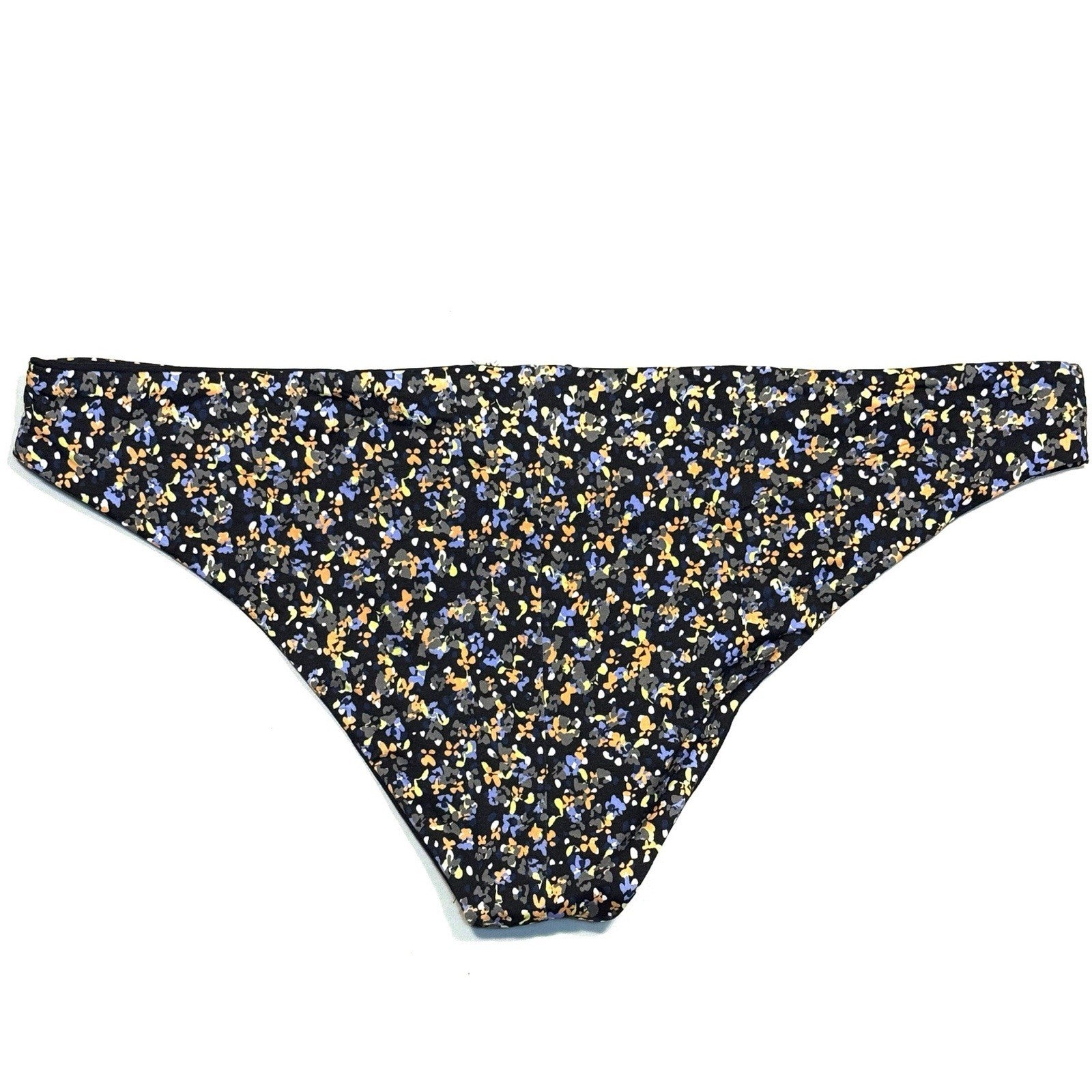 PRANA Womens Gemma Reversible Swim Bikini Bottom Black Petals (MSRP $55)