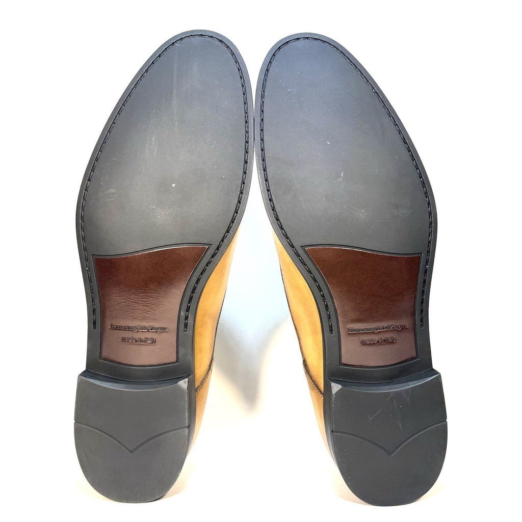 ERMENEGILDO ZEGNA Mens Siena Flex Leather Oxford Shoes Beige Tan (MSRP $760)