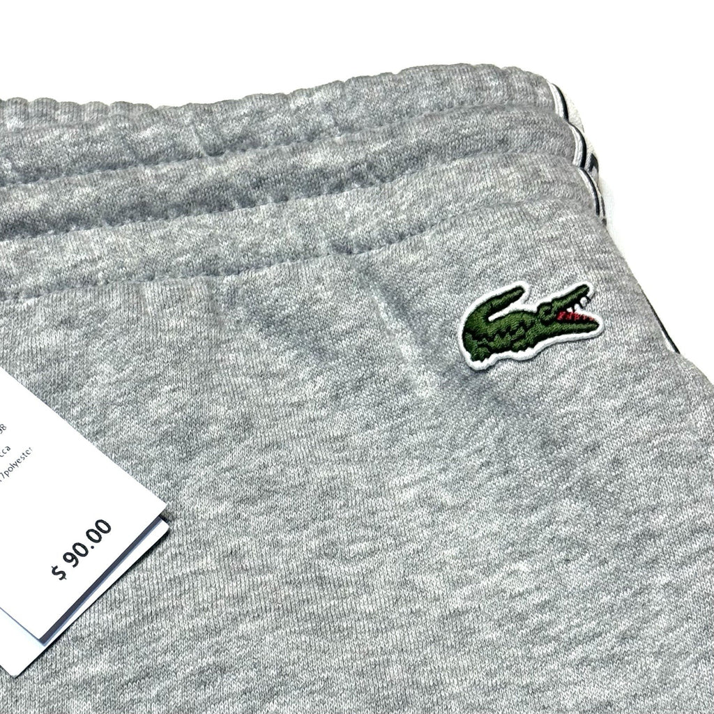 LACOSTE Mens Big and Tall Logo Stripe Fleece Sweat Shorts Grey (MSRP $90)