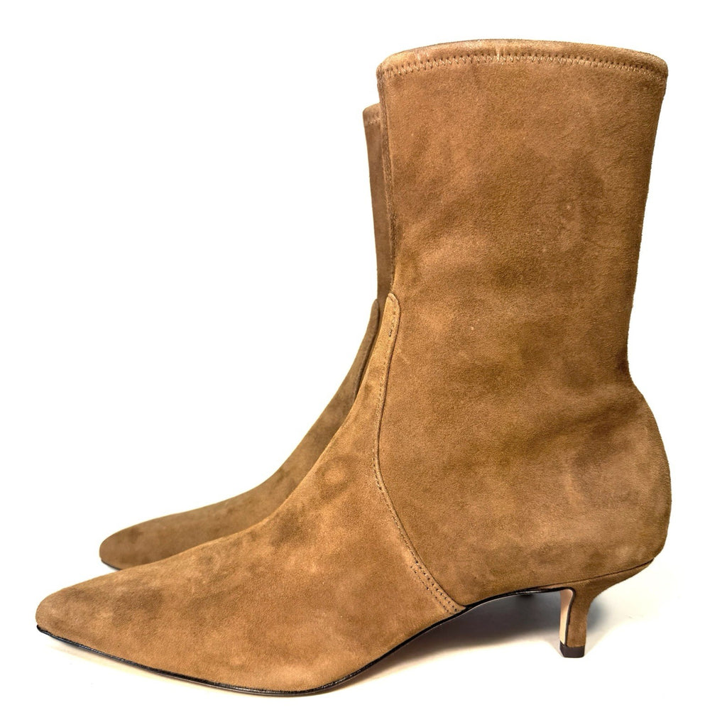 VERONICA BEARD Womens Lisa 45 Stretch Suede Heel Ankle Boots Hazel (MSRP $495)