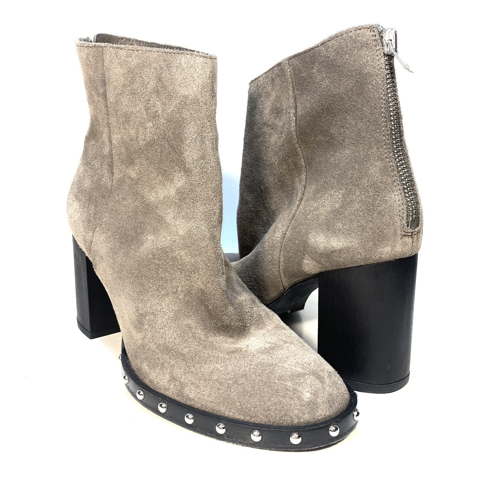 ALL SAINTS Womens Inez Suede Leather Zip Heeled Ankle Boots Grey 36 (MSRP $328)