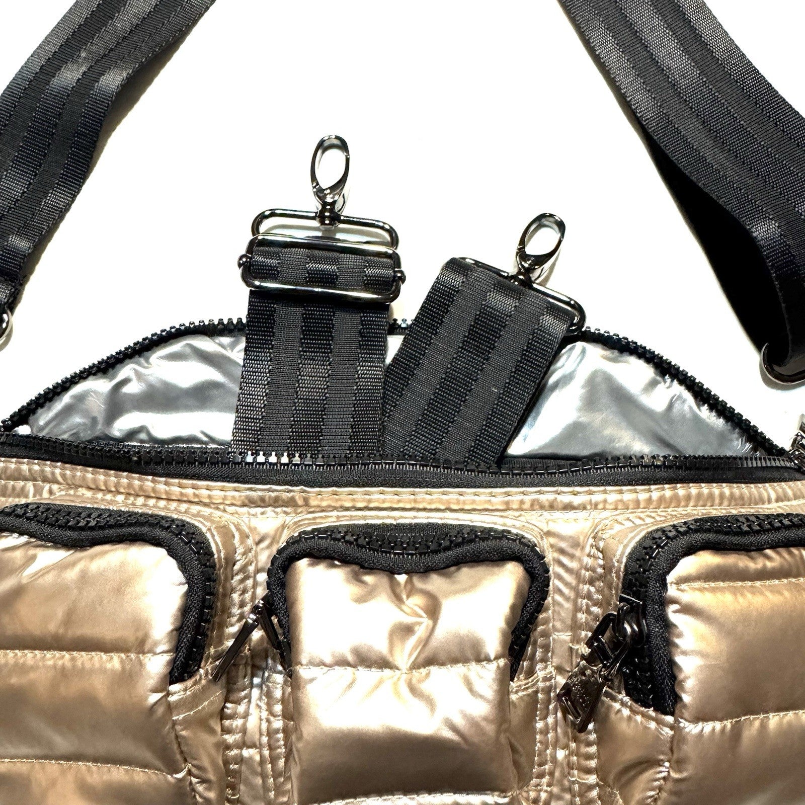 THINK ROYLN Triple Threat Sling Crossbody Bag Pearl Cashmere Gold (MSRP $158)