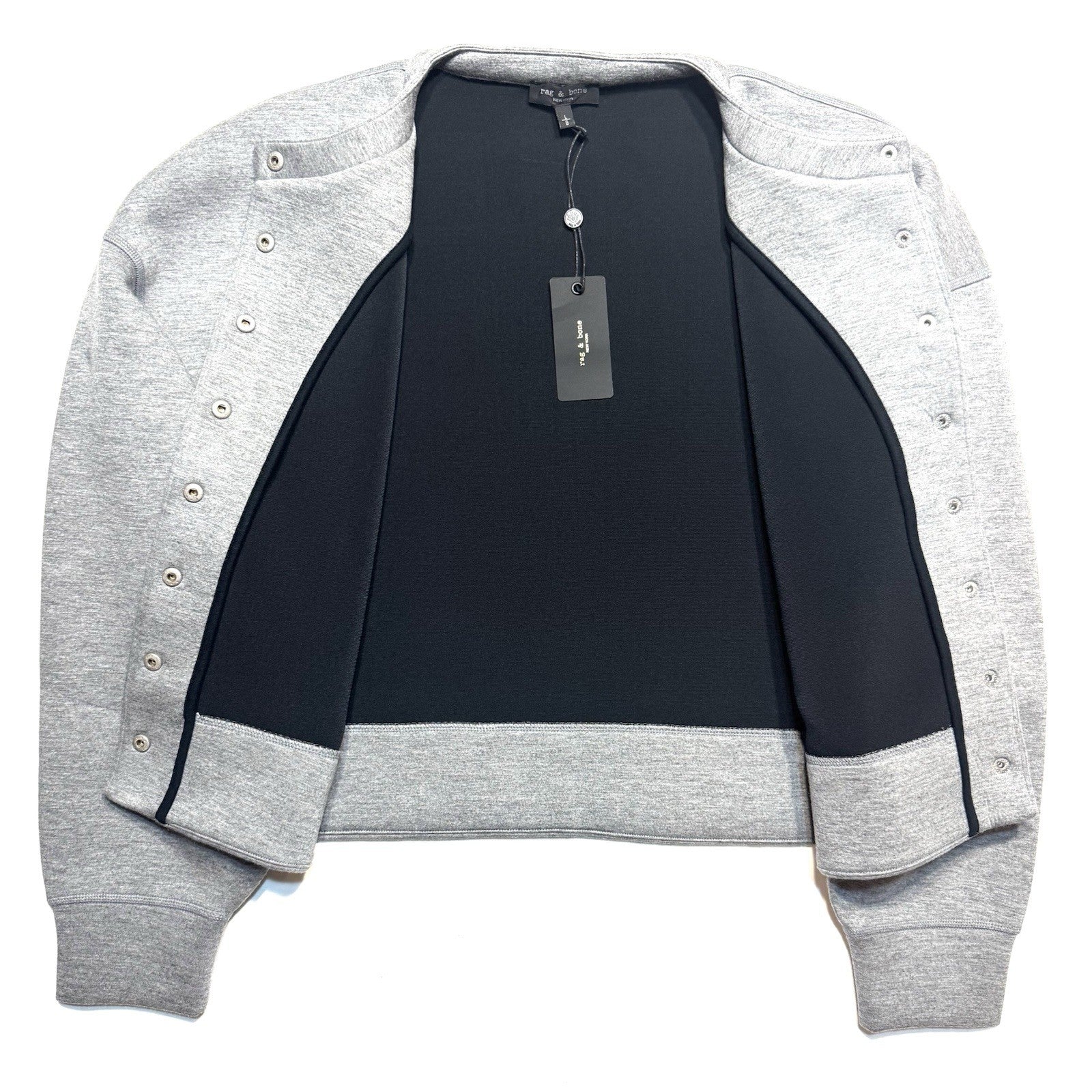 RAG & BONE Womens Abby Scuba Modal Cardigan Jacket Grey (MSRP $398)