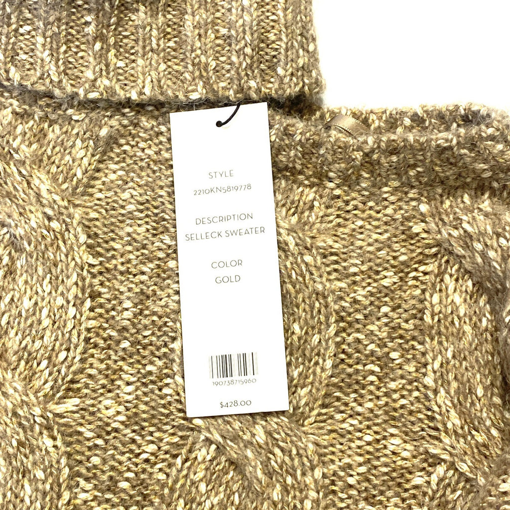 VERONICA BEARD Selleck Open Shoulder Mock Neck Sweater Gold Beige XS (MSRP $428)