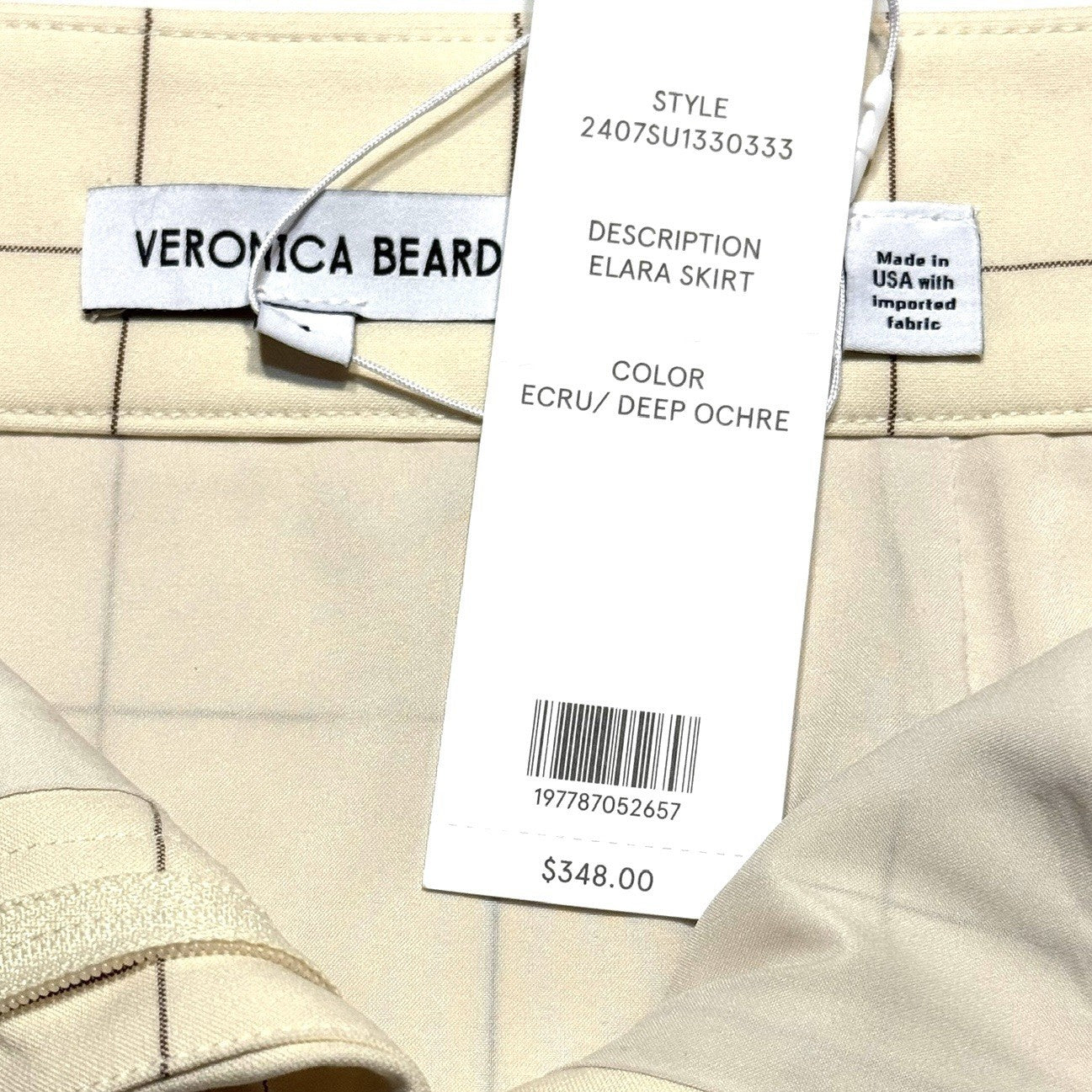VERONICA BEARD Womens Elara Check Mini Skirt Ecru Deep Ochre White (MSRP $348)