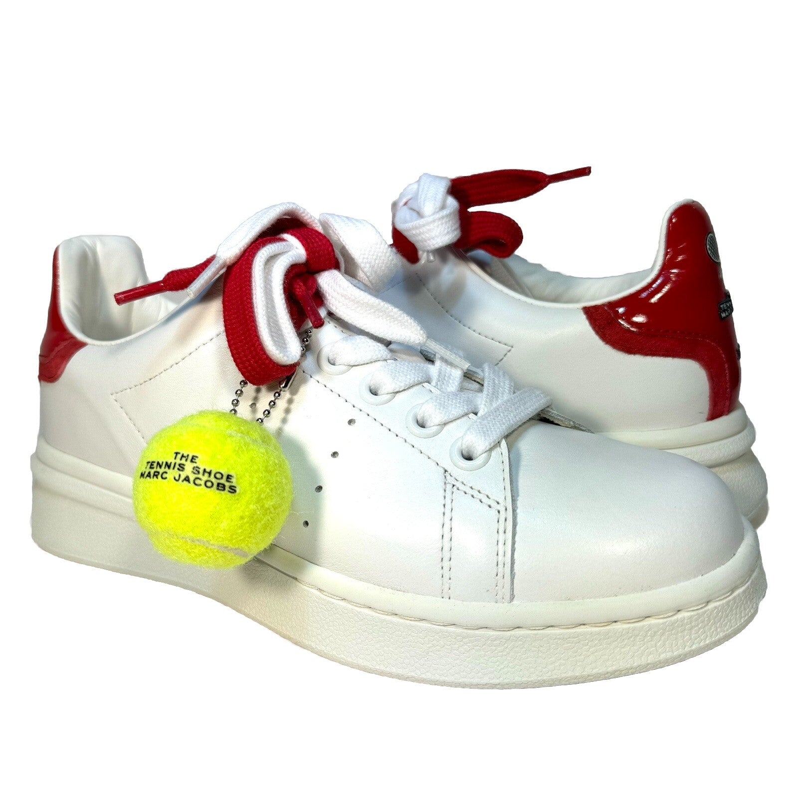 MARC JACOBS Womens The Tennis Shoe Leather Sneaker White Red (MSRP $275)