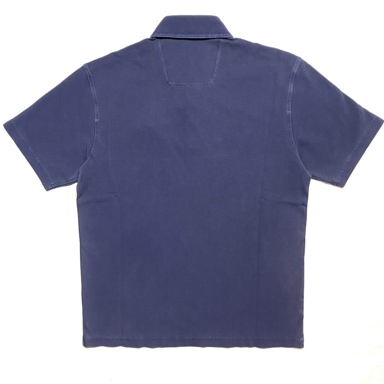 Z ZEGNA Mens Garment Dyed Logo Short Sleeve Pique Polo Shirt Blue