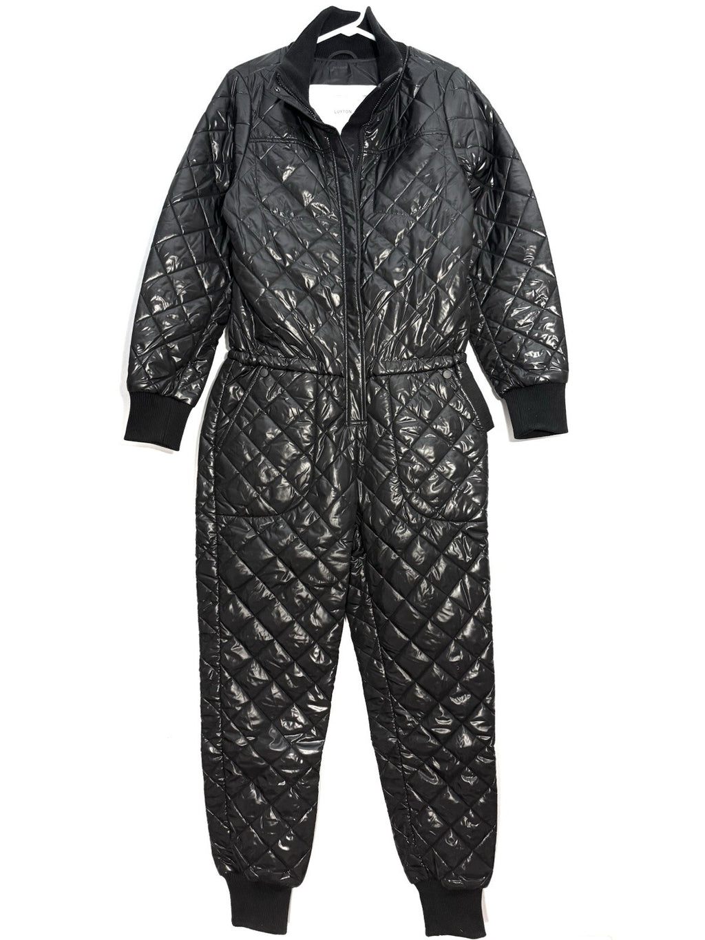 LUXTON Womens Quilted Ribbed Collar Ski Jumpsuit No. 1.2 Black M (MSRP $850)