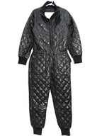 LUXTON Womens Quilted Ribbed Collar Ski Jumpsuit No. 1.2 Black M (MSRP $850)