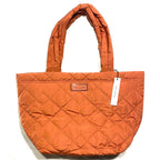 MARC JACOBS Quilted Nylon Zip Logo Tote Bag Mecca Orange Medium (MSRP $250)