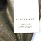 NONCHALANT Womens Ciara Faux Leather Bralette Pocket Top Army Green (MSRP $196)